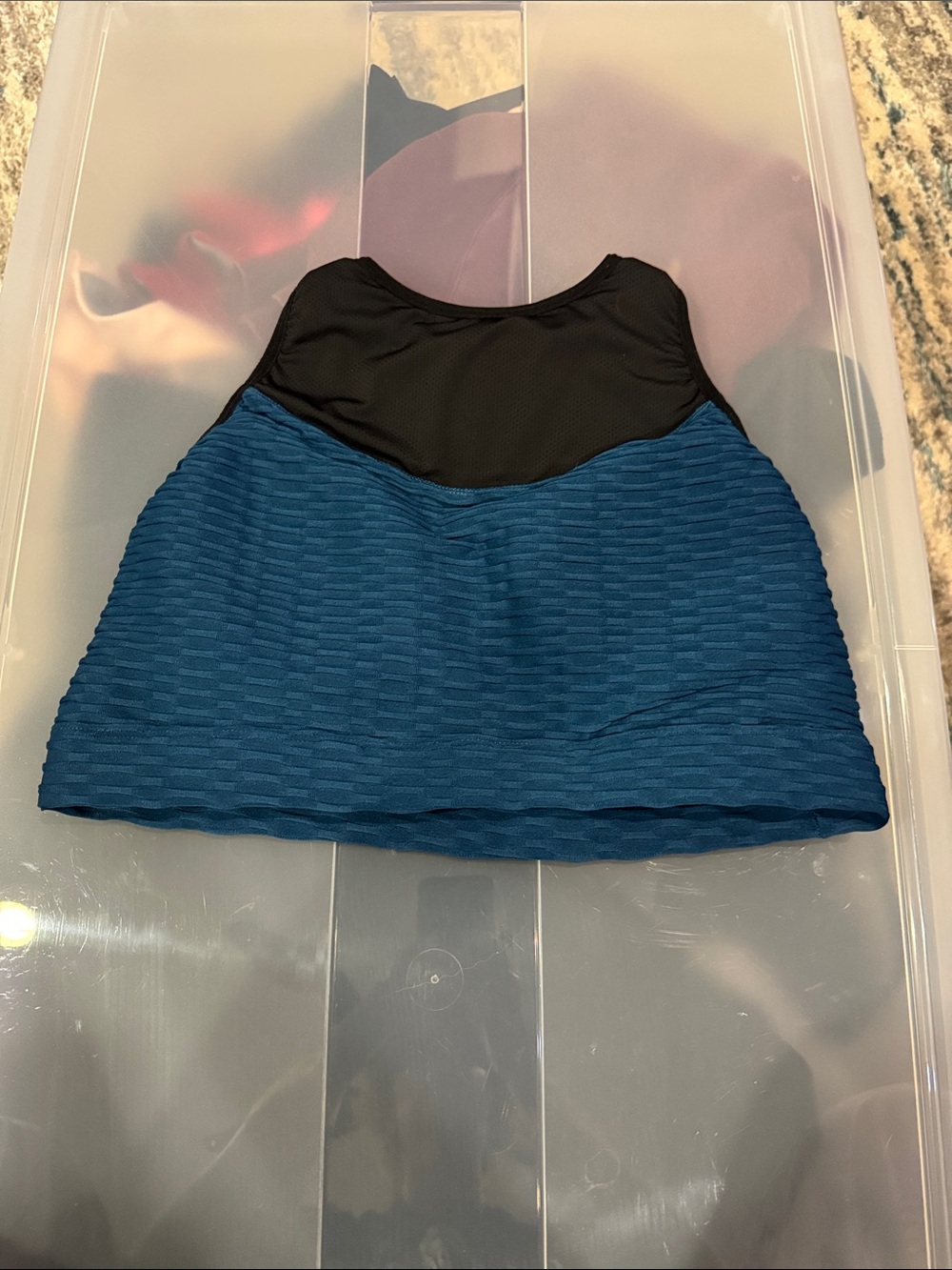 Black & Deep Teal Athletic Crop Tank Chestee